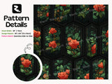 Stained Glass Rose Peel Stick Wallpaper: Dark Gothic Cathedral Floral Room Mural