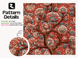 Red Floral Tree Wallpaper Mural: Indian Peony Botanical Peel and Stick Wallpaper