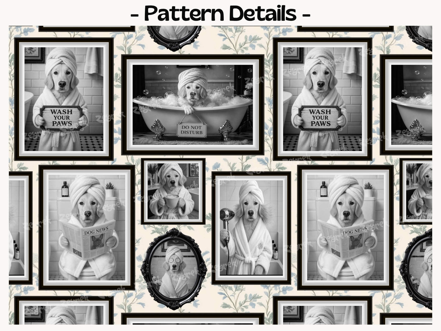 Custom Funny Dog Portrait Peel Stick Wallpaper for Quirky Guest Bathroom Mural
