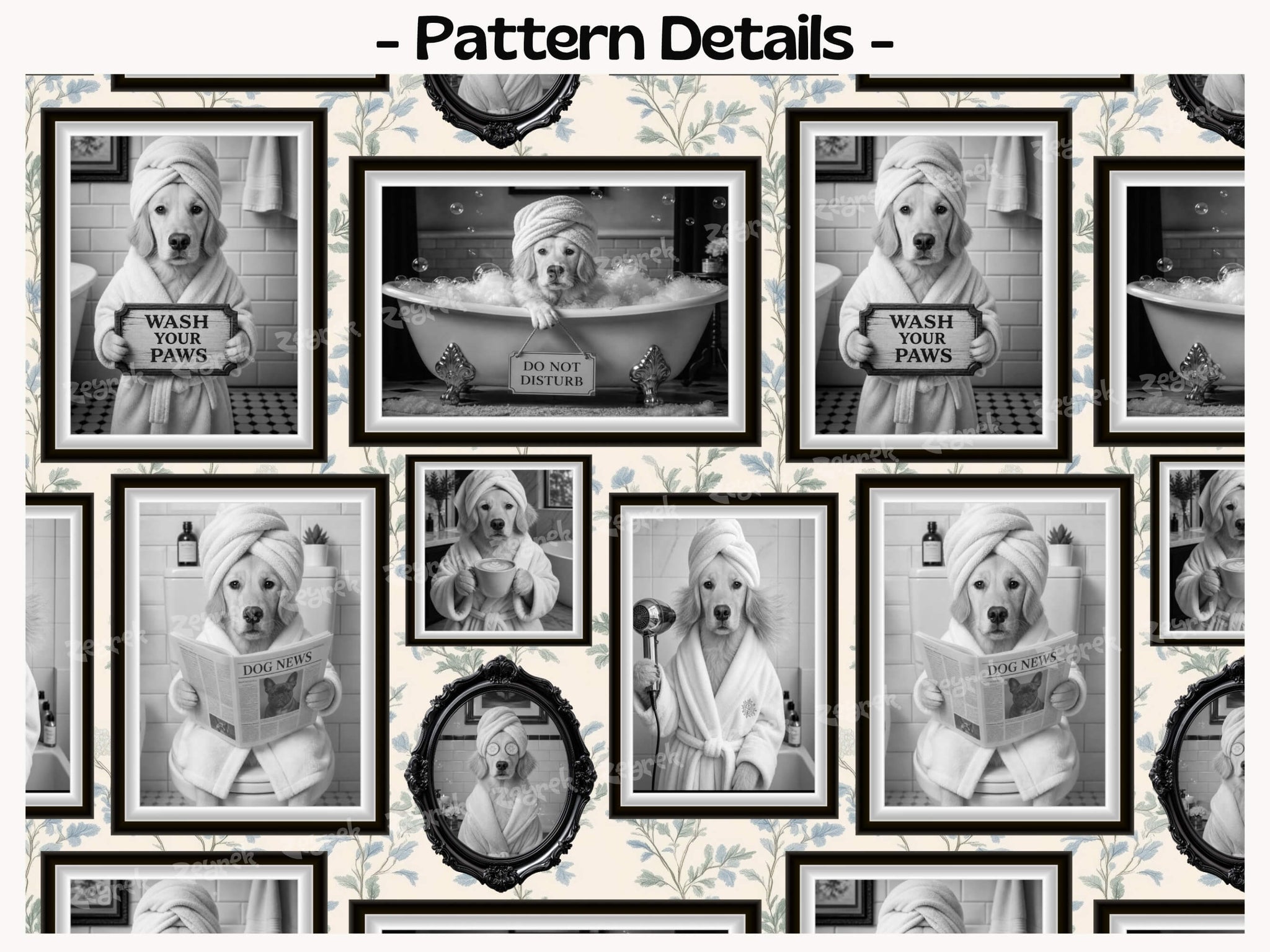 Custom Funny Dog Portrait Peel Stick Wallpaper for Quirky Guest Bathroom Mural