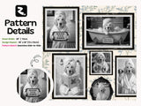 Custom Funny Dog Portrait Peel Stick Wallpaper for Quirky Guest Bathroom Mural