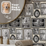 Custom Funny Dog Portrait Peel Stick Wallpaper for Quirky Guest Bathroom Mural