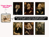 Custom Royal Dog Portrait Peel and Stick Personalized Wallpaper for Funny Vintage Room