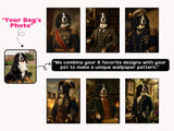 Custom Royal Dog Portrait Peel and Stick Personalized Wallpaper for Funny Vintage Room