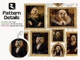 Custom Royal Dog Portrait Peel and Stick Personalized Wallpaper for Funny Vintage Room