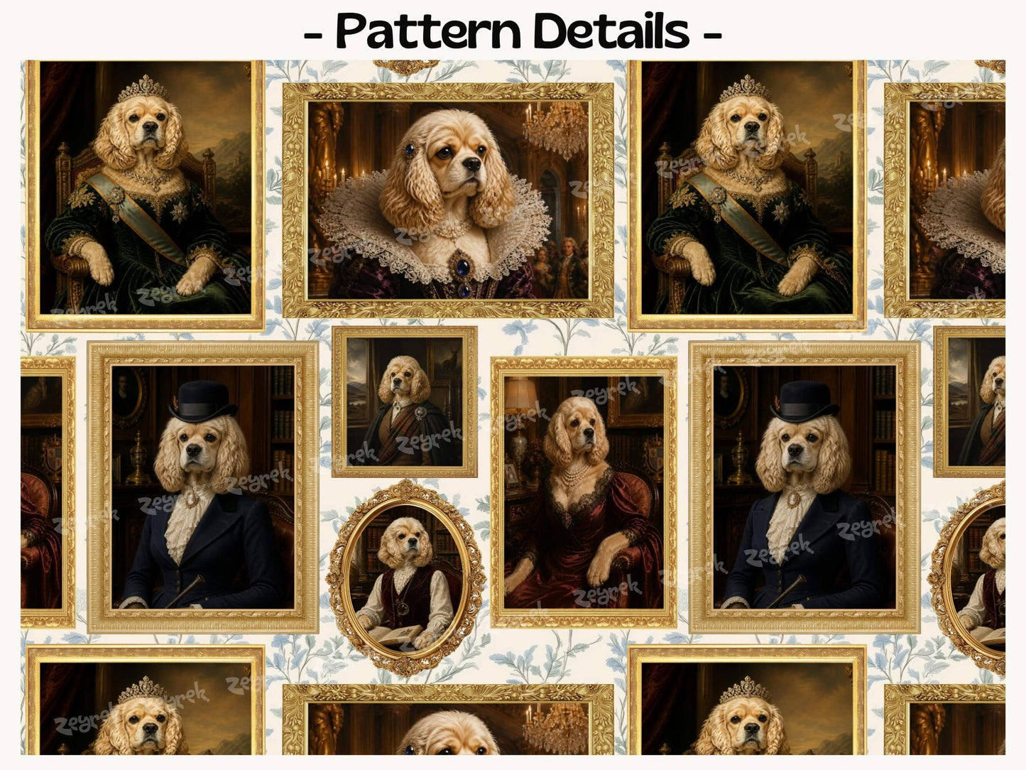 Custom Royal Dog Portrait Peel and Stick Personalized Wallpaper for Funny Vintage Room