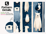 Navy Blue Arctic Animal Peel and Stick Wallpaper for Winter Theme Kids Playroom Mural