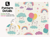 Cat Rainbow and Balloon Peel and Stick Wallpaper for Pastel Kids Room Mural