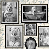 Custom Funny Dog Portrait Peel Stick Wallpaper for Quirky Guest Bathroom Mural