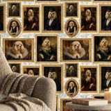 Custom Royal Dog Portrait Peel and Stick Personalized Wallpaper for Funny Vintage Room