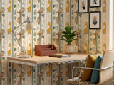 Tropical Sloth and Giraffe Peel and Stick Wallpaper for Jungle Nursery or Kids Room