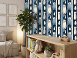 Navy Blue Arctic Animal Peel and Stick Wallpaper for Winter Theme Kids Playroom Mural