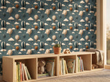 Hot Air Balloon Wallpaper: Whimsical Clouds, Stars, Moon – Nursery Wall Decor