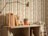 Nursery Safari Wallpaper: Giraffe, Elephant, Palm Tree, Sun – Peel & Stick or Traditional