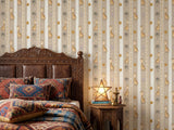 Nursery Safari Wallpaper: Giraffe, Elephant, Palm Tree, Sun – Peel & Stick or Traditional