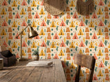 Boho Bear Teepee and Cactus Peel and Stick Wallpaper for Woodland Kids Room Mural