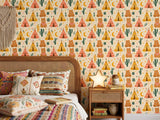 Boho Bear Teepee and Cactus Peel and Stick Wallpaper for Woodland Kids Room Mural
