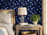 Glowing Blue Mushroom Peel and Stick Wallpaper: Magical Night Forest Mural