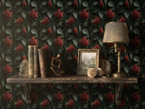 Moody Red Rose Peel and Stick Wallpaper: Dark Floral Bedroom Wall Mural