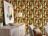 Bamboo Orchid Floral Peel Stick Wallpaper: Tropical Zen Bathroom Mural