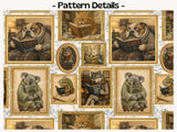 Whimsical Animals Reading Books Wallpaper: Cats, Dogs, Koalas, Owls (Peel & Stick/Traditional)