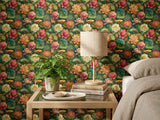Koi Fish Lotus Wallpaper Mural: Chinoiserie Botanical Peel and Stick Wallpaper