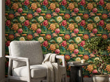 Koi Fish Lotus Wallpaper Mural: Chinoiserie Botanical Peel and Stick Wallpaper