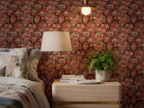 Red Floral Tree Wallpaper Mural: Indian Peony Botanical Peel and Stick Wallpaper